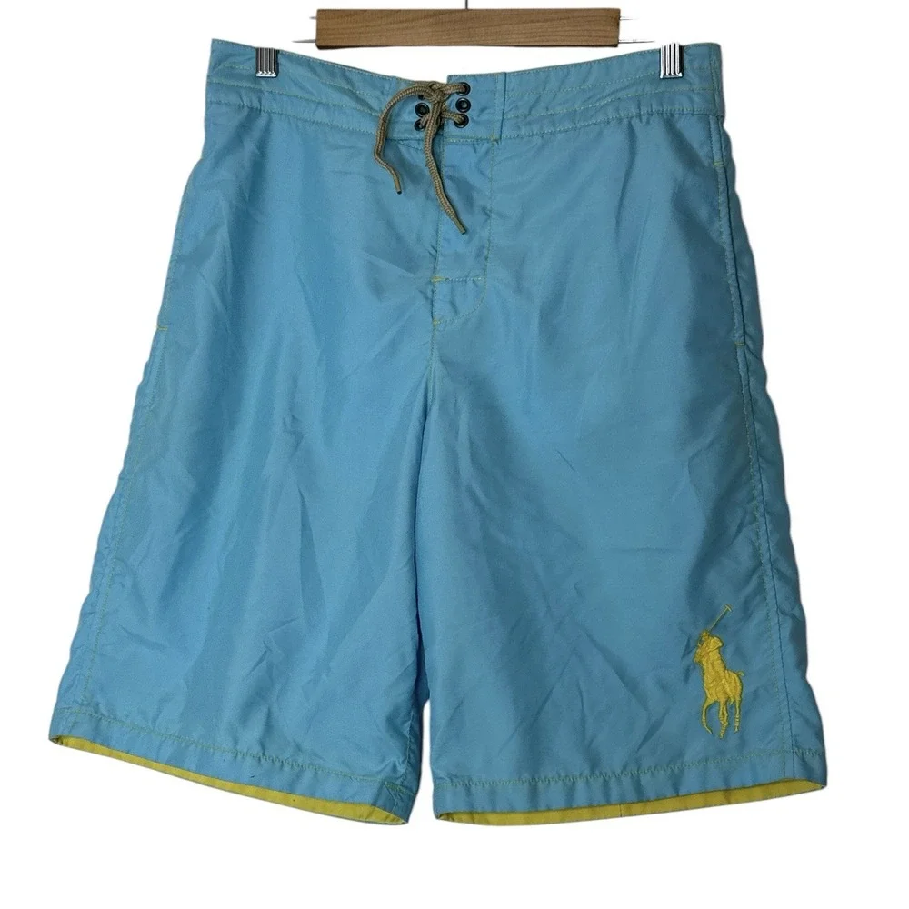 Polo Ralph Lauren‎ Boys Swim Trunks XL (18-20) Hamm Blue Pony Logo Mesh Lined